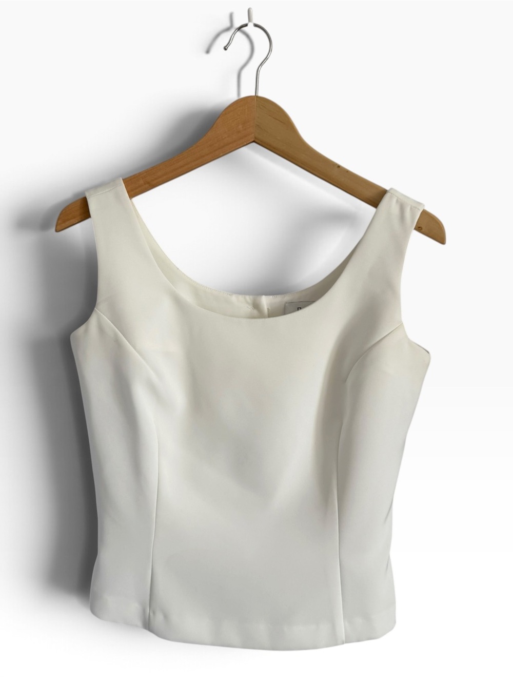 Vintage 90s Dalmys Ivory Button Back Fitted Tank Top Made in Canada Sz 3